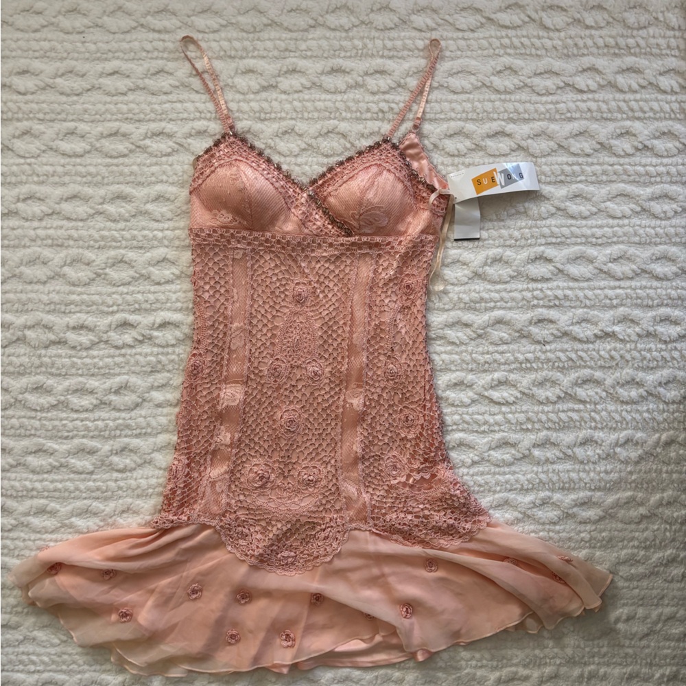 Sue Wong Peach Lace Dress
